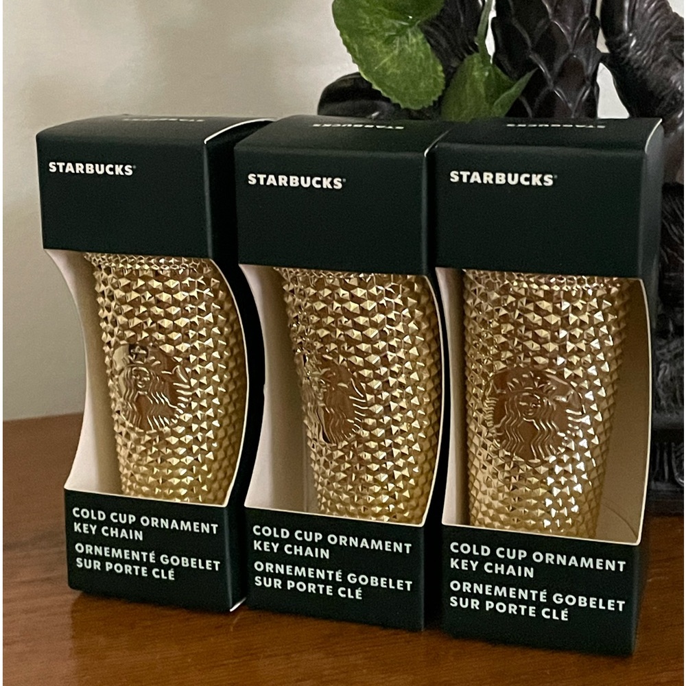 NWT 2022 Starbucks Gold ornament keychain